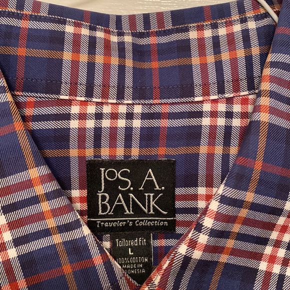 Jos A Bank Blue Button Down Collar Shirt w/ Cream Striping - Large - Picture 2 of 7